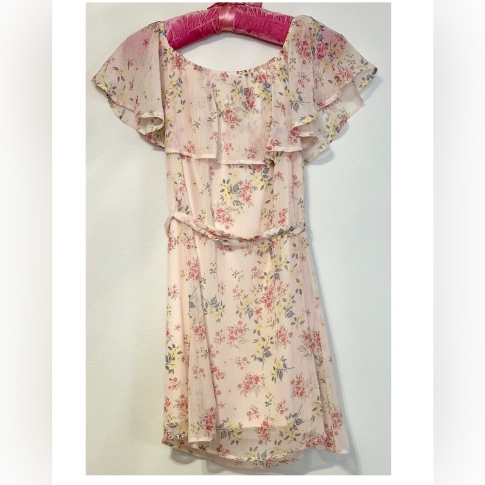 Blue Rain Floral Dress with Ruffle Detail m